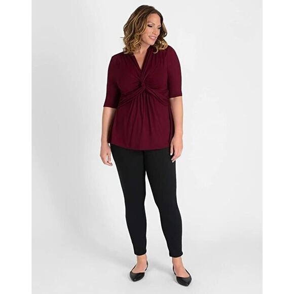 Kiyonna Top Burgundy Red Caycee Twist Empire Waist Twist Front Size 12 Versatile - Picture 9 of 10